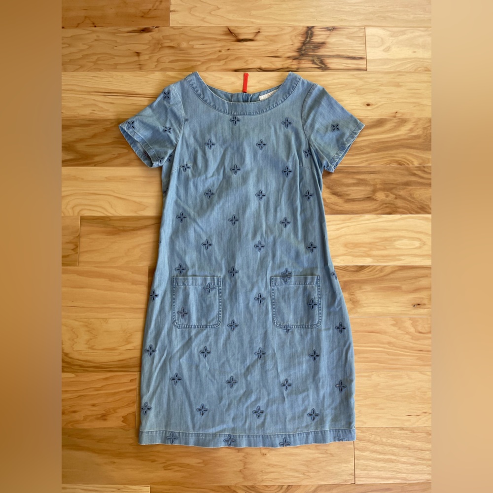 Boden Verity Denim Eyelet Shift Dress, Size 4L